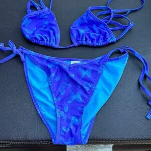 💙💜💙Wild Fable bikini bathing suit butterflies purple & blue sm top med bottom